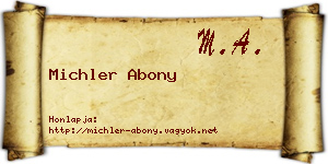 Michler Abony névjegykártya